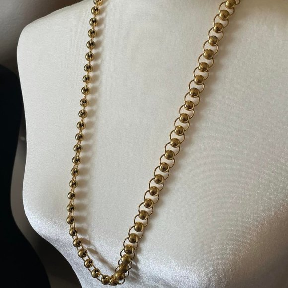 Vintage Trifari Gold-tone Ball and Link long Necklace - Picture 2 of 6